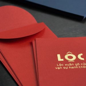 Bao Lì Xì Ép Kim Nhũ Vàng Chữ Tết – Lộc – Phúc 8x17,5cm – CBN Design