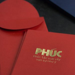 Bao Lì Xì Ép Kim Nhũ Vàng Chữ Tết – Lộc – Phúc 8x17,5cm – CBN Design