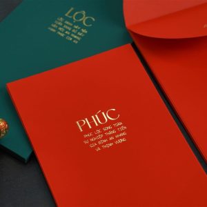 Bao Lì Xì Giấy Nhung Ép Kim Chữ Phúc – Lộc 10x19cm – CBN Design