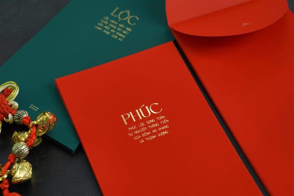Bao Lì Xì Giấy Nhung Ép Kim Chữ Phúc – Lộc 10x19cm – CBN Design