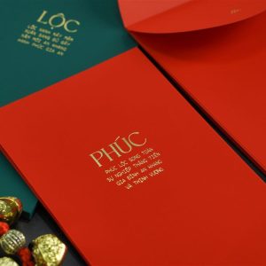 Bao Lì Xì Giấy Nhung Ép Kim Chữ Phúc – Lộc 10x19cm – CBN Design