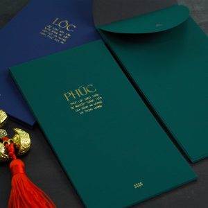 Bao Lì Xì Giấy Nhung Ép Kim Chữ Phúc – Lộc 10x19cm – CBN Design
